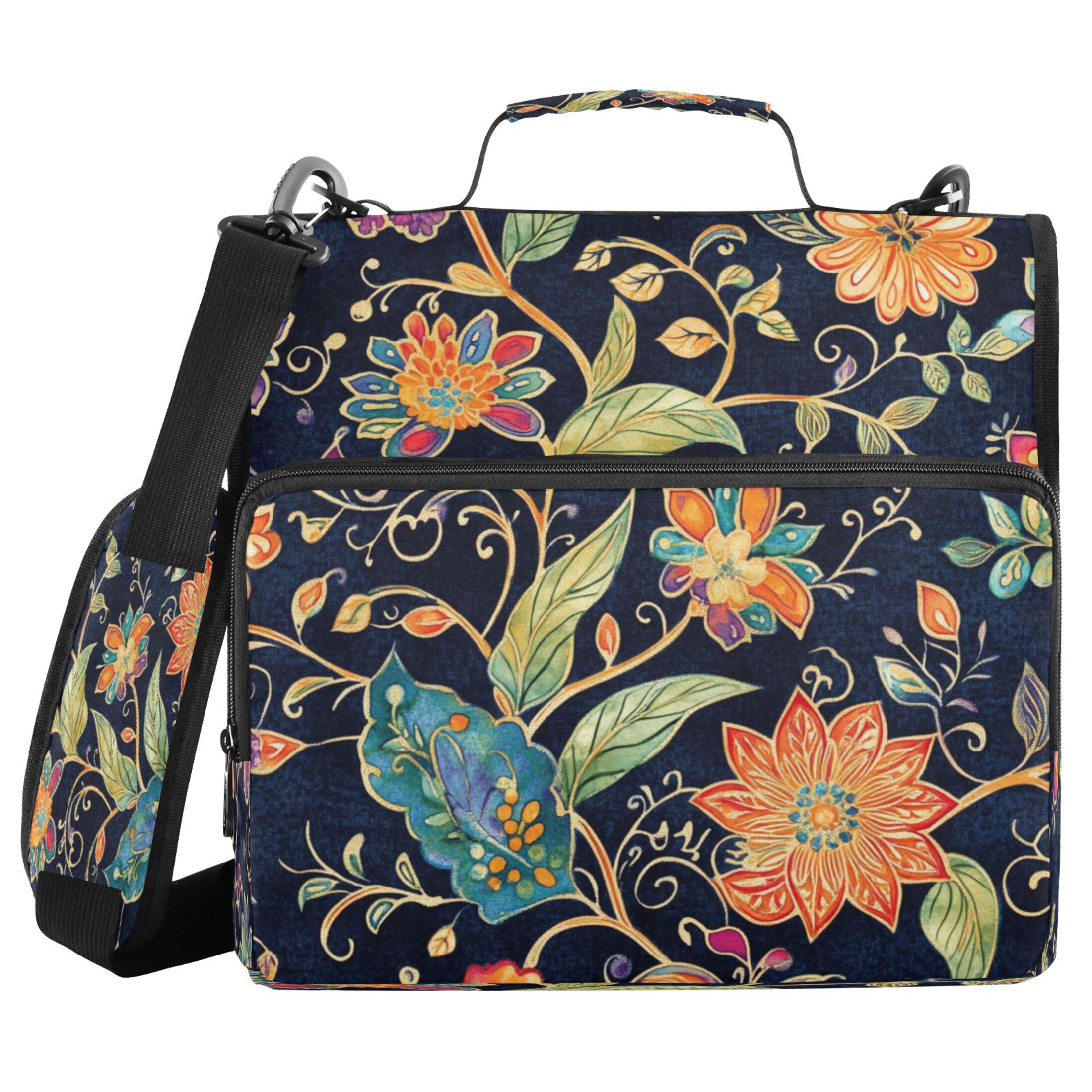 YAZAOO Zipper Binder trapper keeper Documents Organized Design Floral Harmony Printed