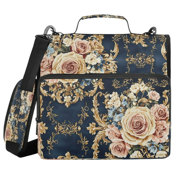 YAZAOO Zipper Binder trapper keeper Documents Organized Design Floral Ornate Printed