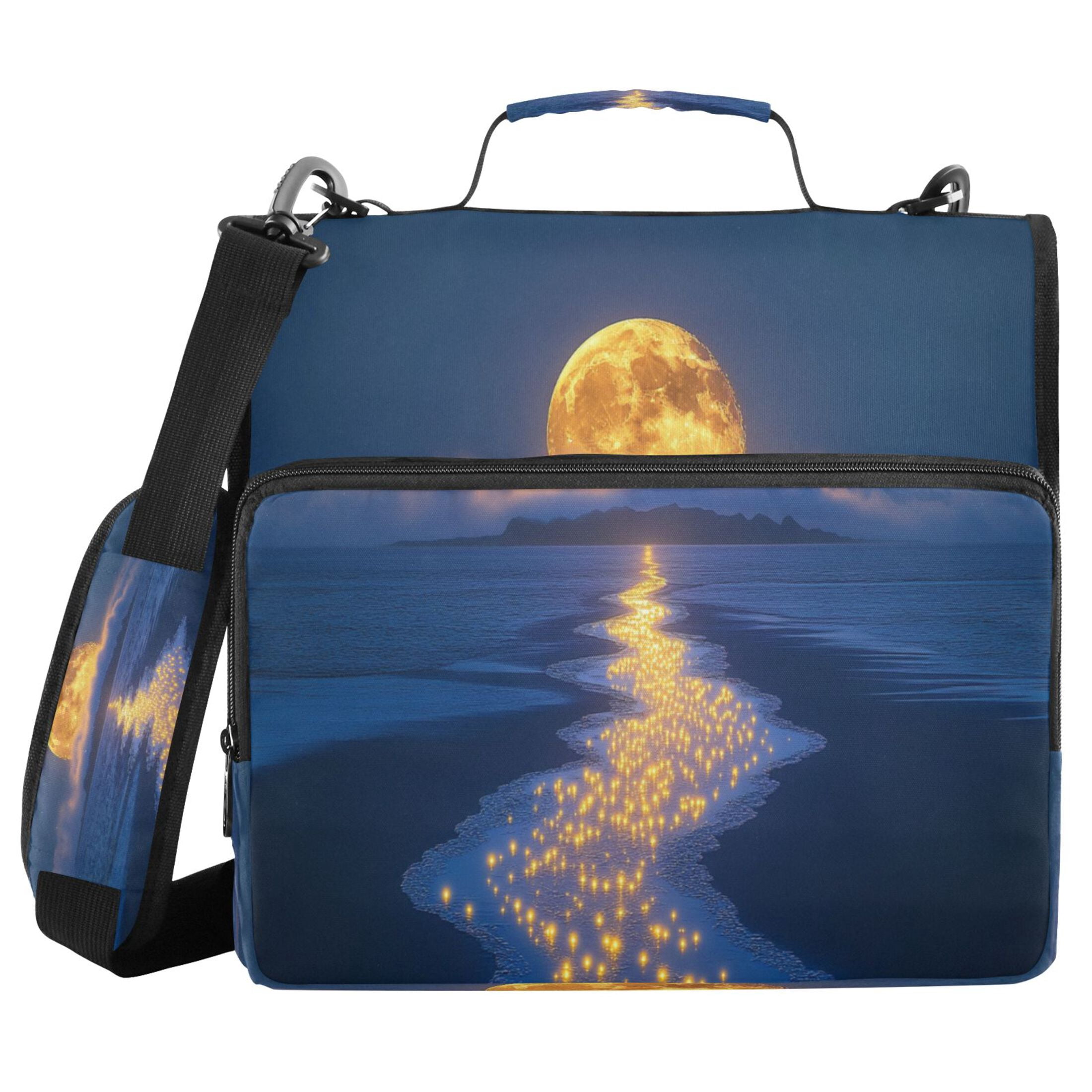 YAZAOO Zipper Binder trapper keeper Documents Organized Design Glowing Celestial over Ocean Printed