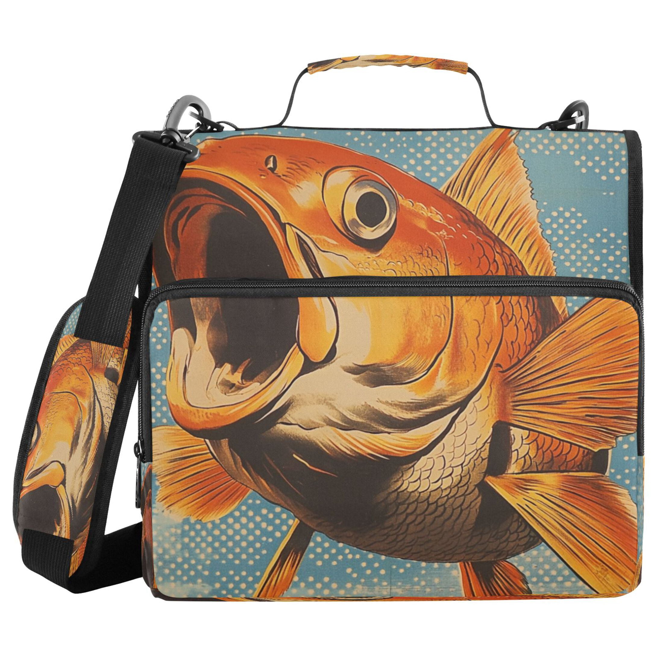 YAZAOO Zipper Binder trapper keeper Documents Organized Design Golden Fish in A Dreamy Blue Ocean Printed
