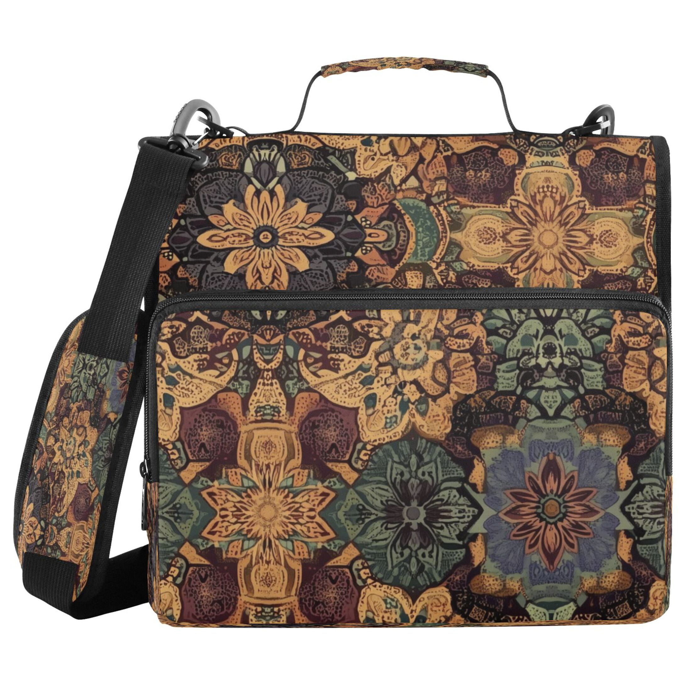 YAZAOO Zipper Binder trapper keeper Documents Organized Design Golden Mandala Mosaic Printed
