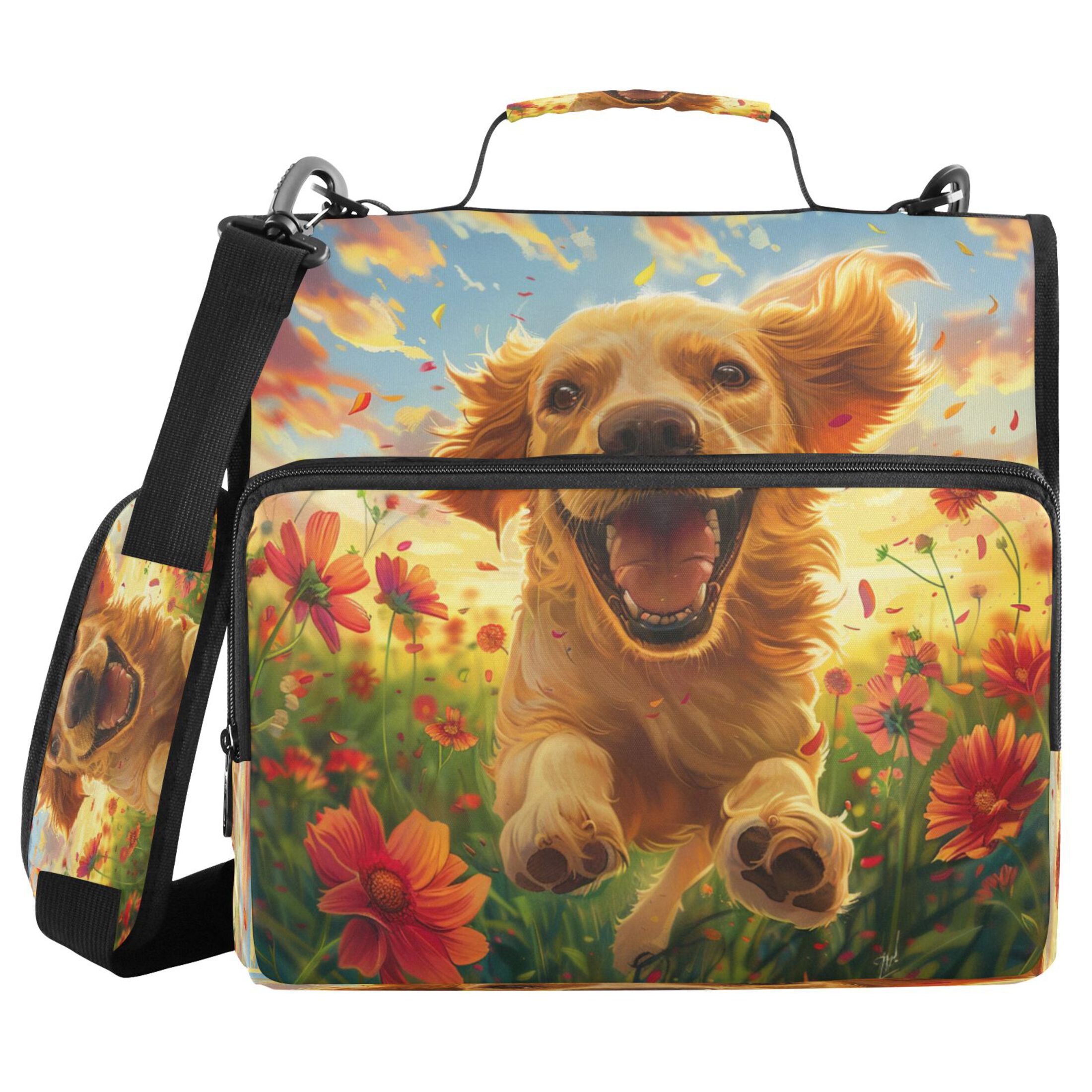 YAZAOO Zipper Binder trapper keeper Documents Organized Design Golden Sunshine Running Free Printed