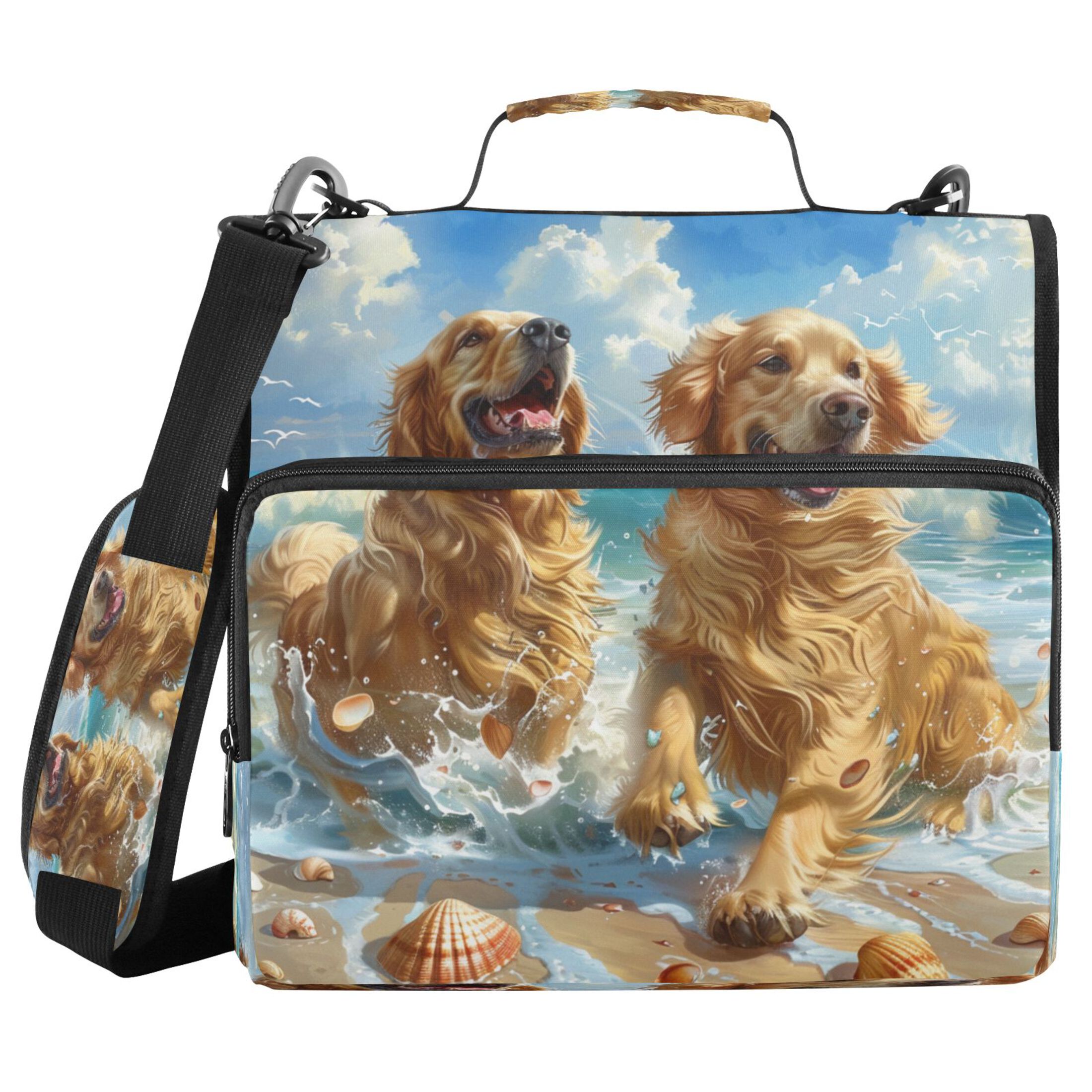 YAZAOO Zipper Binder trapper keeper Documents Organized Design Golden Waves Of Joy Printed