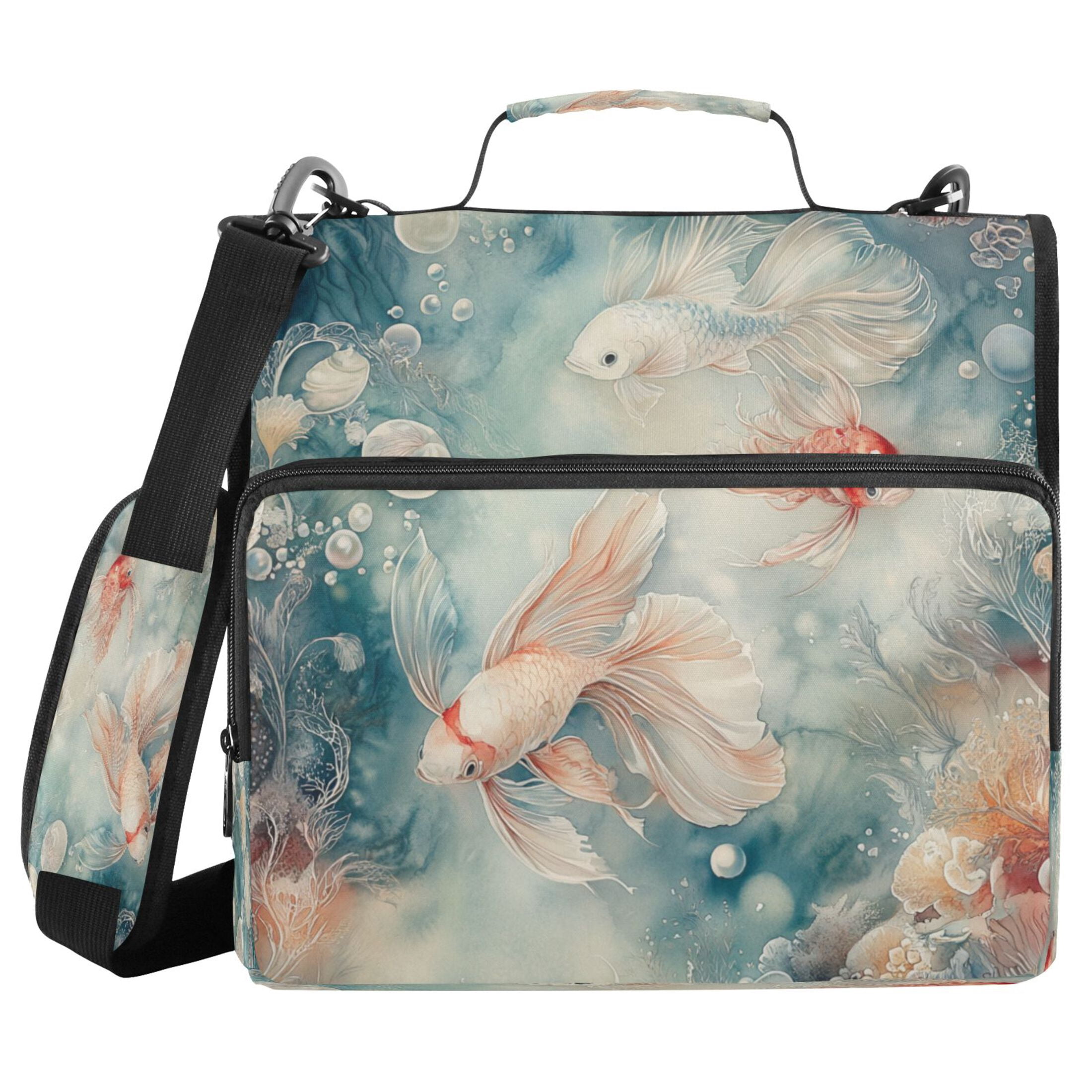 YAZAOO Zipper Binder trapper keeper Documents Organized Design Goldfish in Motion Printed