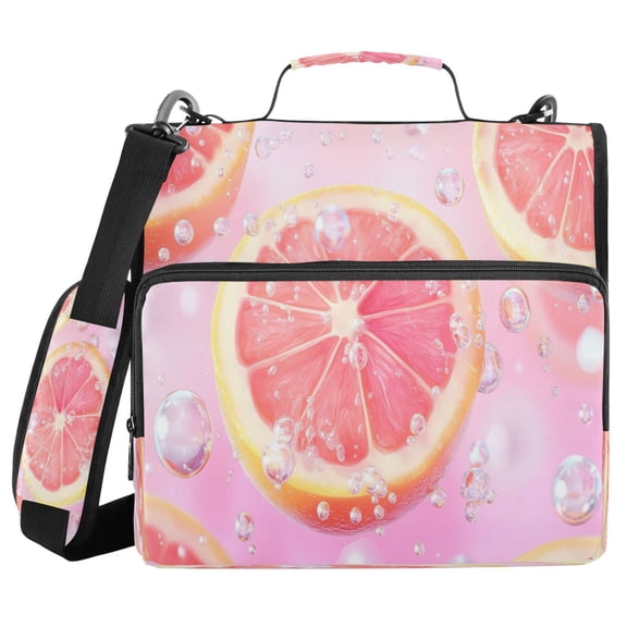 YAZAOO Zipper Binder trapper keeper Documents Organized Design Grapefruit Slices with Bubbles Printed