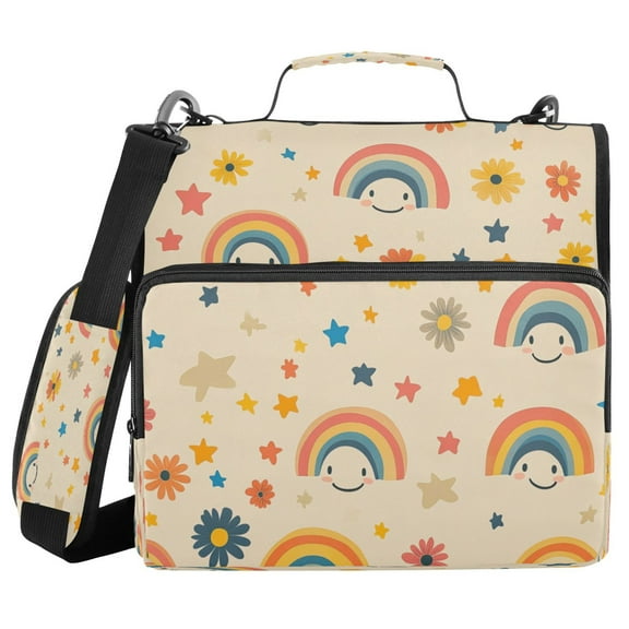 YAZAOO Zipper Binder trapper keeper Documents Organized Design Joyful Rainbows Printed