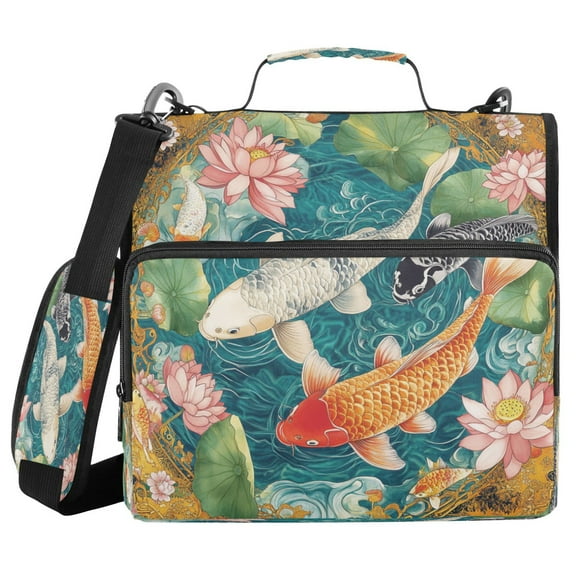 YAZAOO Zipper Binder trapper keeper Documents Organized Design Koi Harmony Printed