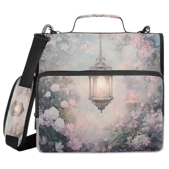 YAZAOO Zipper Binder trapper keeper Documents Organized Design Lantern in Floral Garden Printed