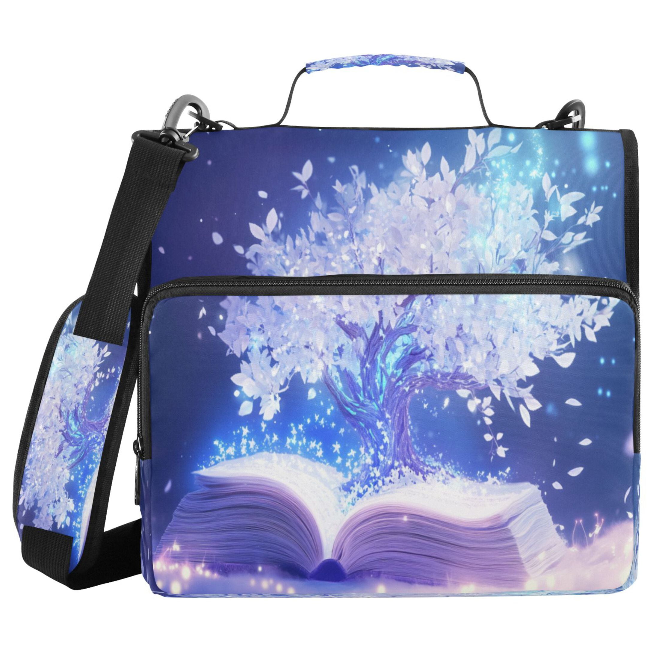 YAZAOO Zipper Binder trapper keeper Documents Organized Design Magical Book White Tree Printed