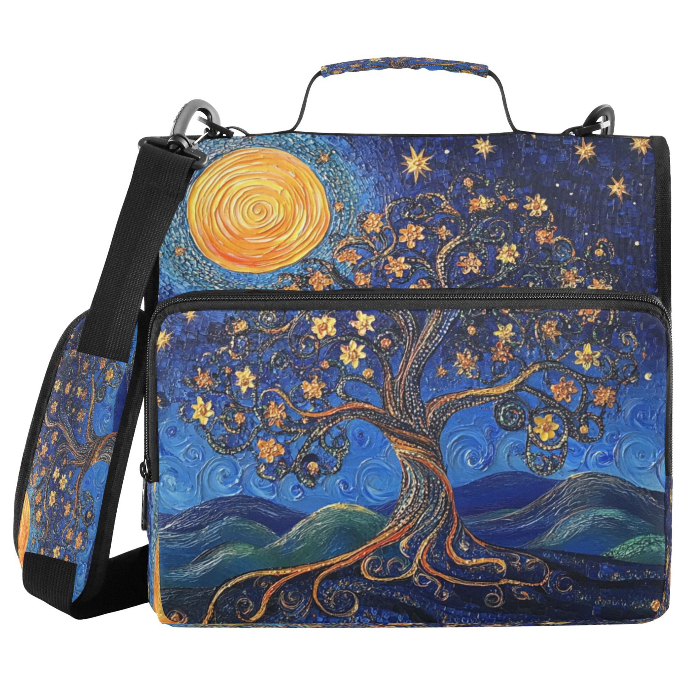 YAZAOO Zipper Binder trapper keeper Documents Organized Design Moonlit Blossoms Printed