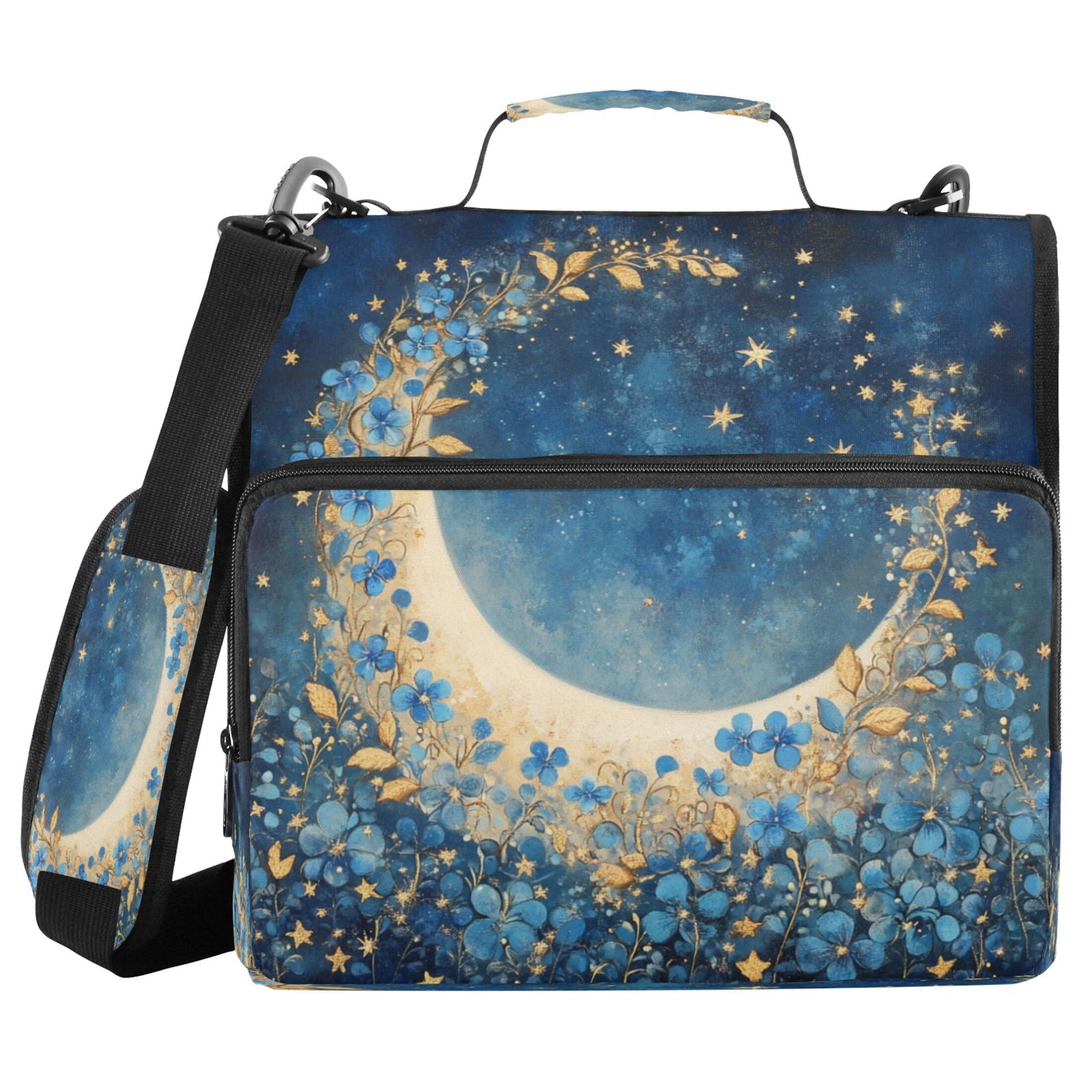 YAZAOO Zipper Binder trapper keeper Documents Organized Design Moonlit Enchantment Printed
