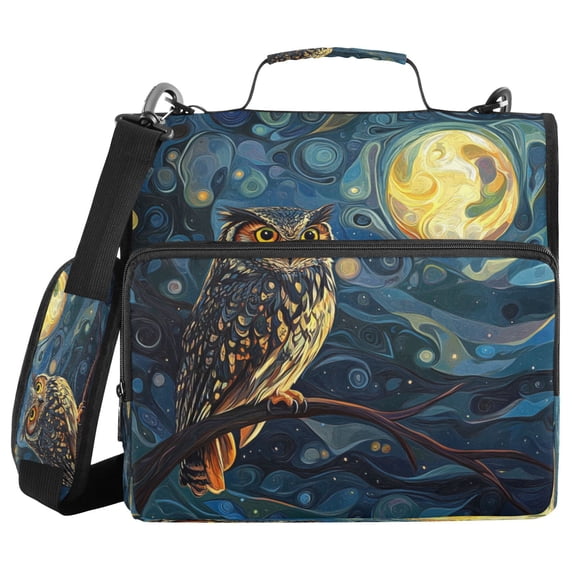 YAZAOO Zipper Binder trapper keeper Documents Organized Design Nocturnal Wisdom Printed