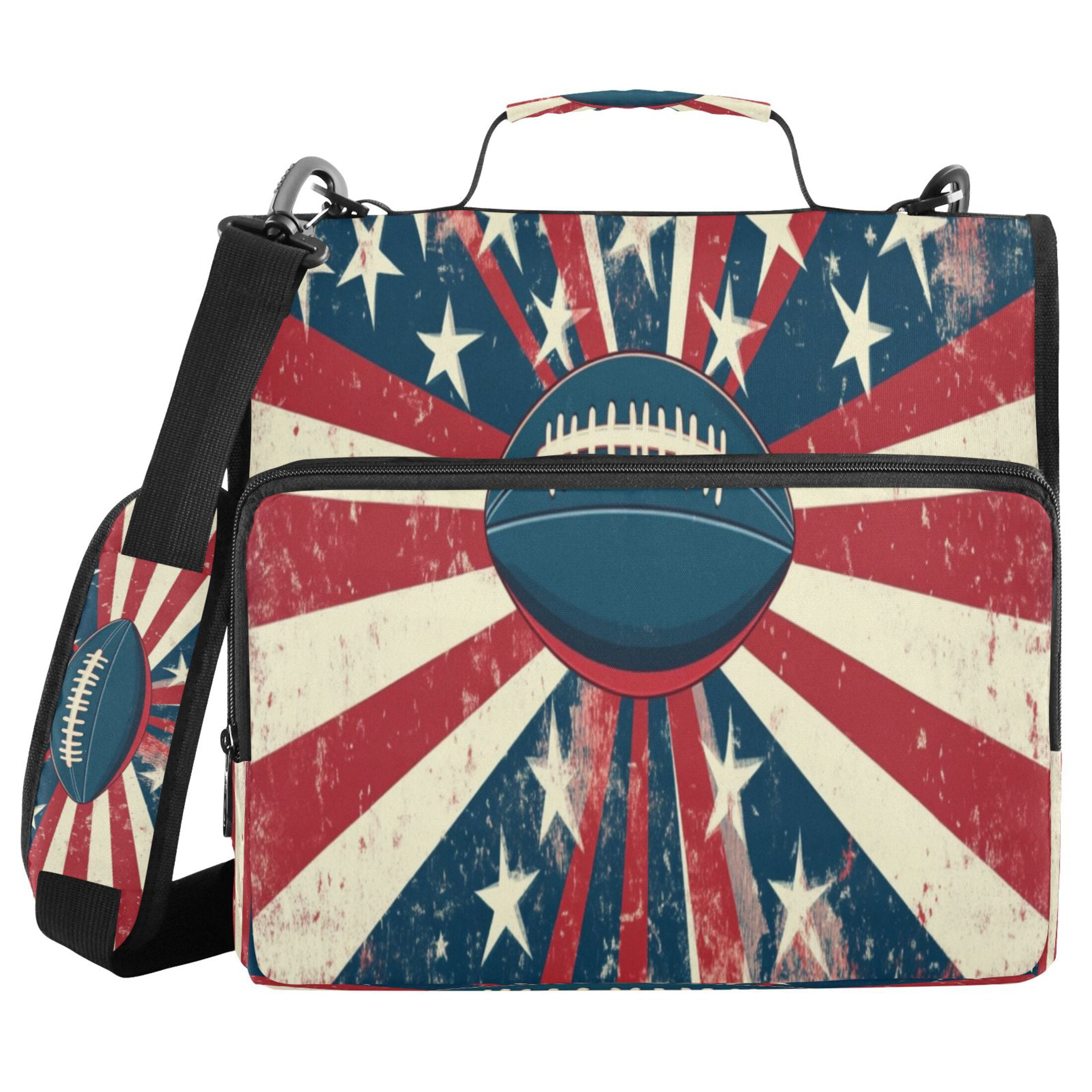 YAZAOO Zipper Binder trapper keeper Documents Organized Design Old Glory Football Printed