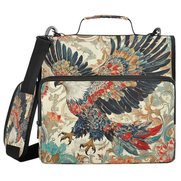 YAZAOO Zipper Binder trapper keeper Documents Organized Design Ornate Eagless Painting Printed
