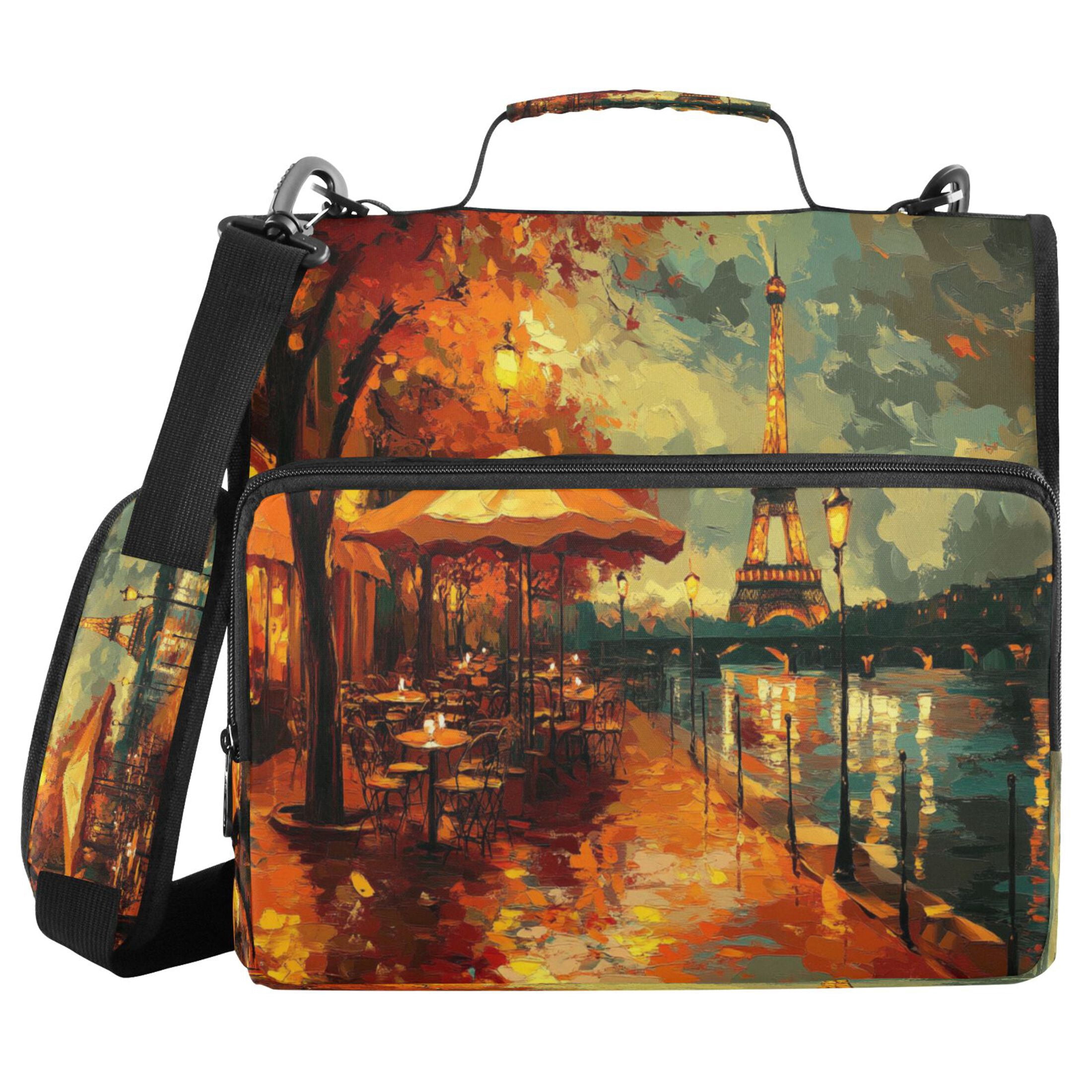 YAZAOO Zipper Binder trapper keeper Documents Organized Design Paris Street Evening Scene Printed