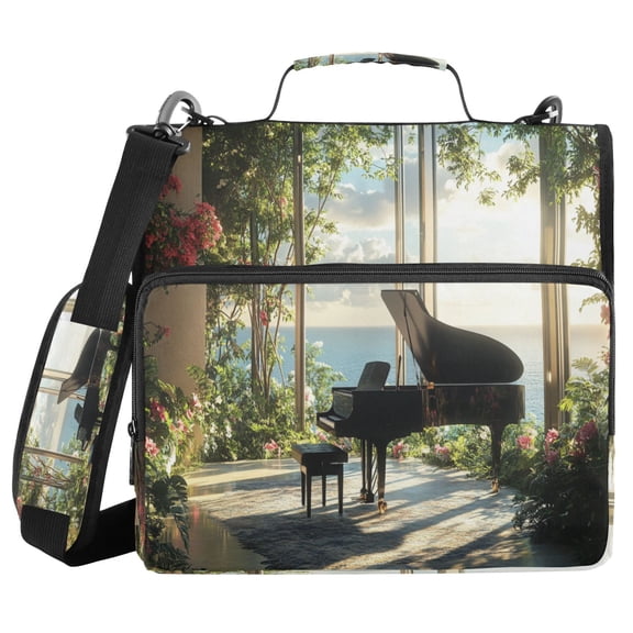 YAZAOO Zipper Binder trapper keeper Documents Organized Design Piano Sunlit Room Printed