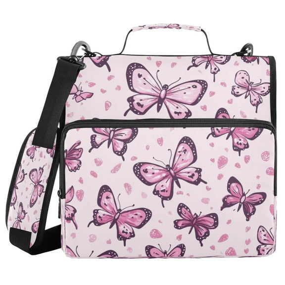 YAZAOO Zipper Binder trapper keeper Documents Organized Design Pink Butterfly Bliss Printed