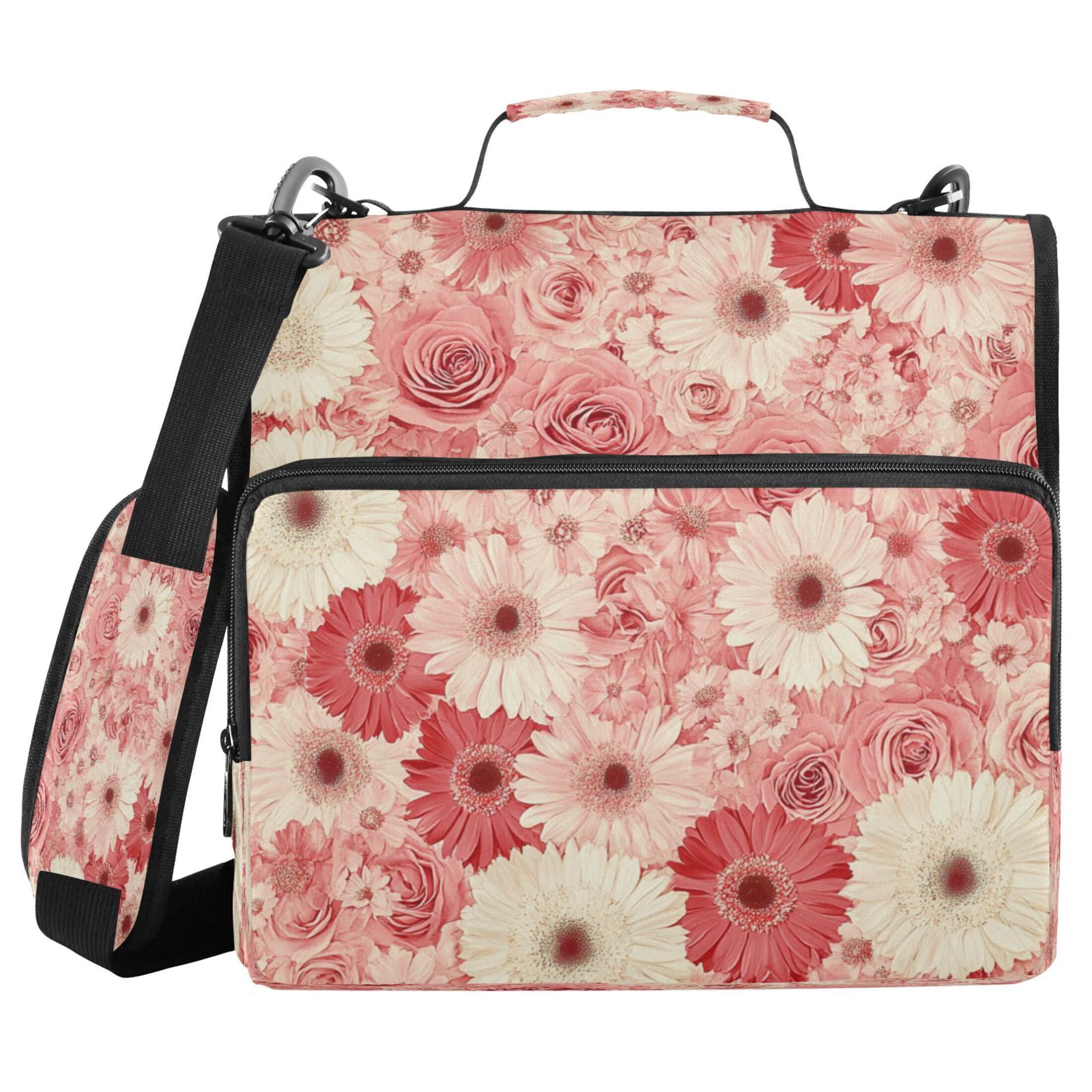 YAZAOO Zipper Binder trapper keeper Documents Organized Design Pink Flowers Printed