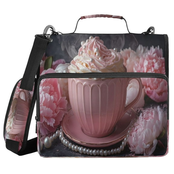 YAZAOO Zipper Binder trapper keeper Documents Organized Design Pink Mug with Whipped Cream Printed
