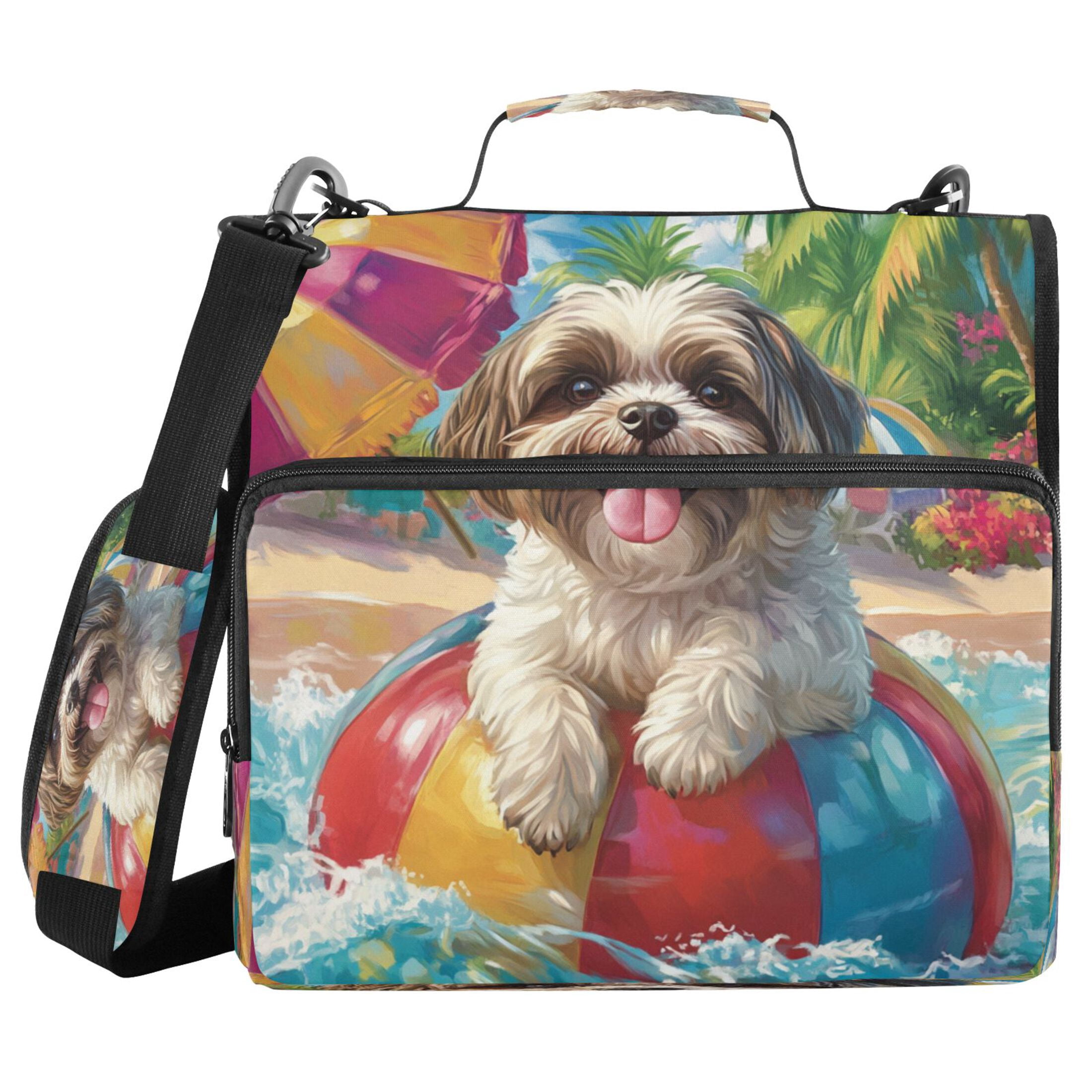 YAZAOO Zipper Binder trapper keeper Documents Organized Design Playful Poolside Pup Printed
