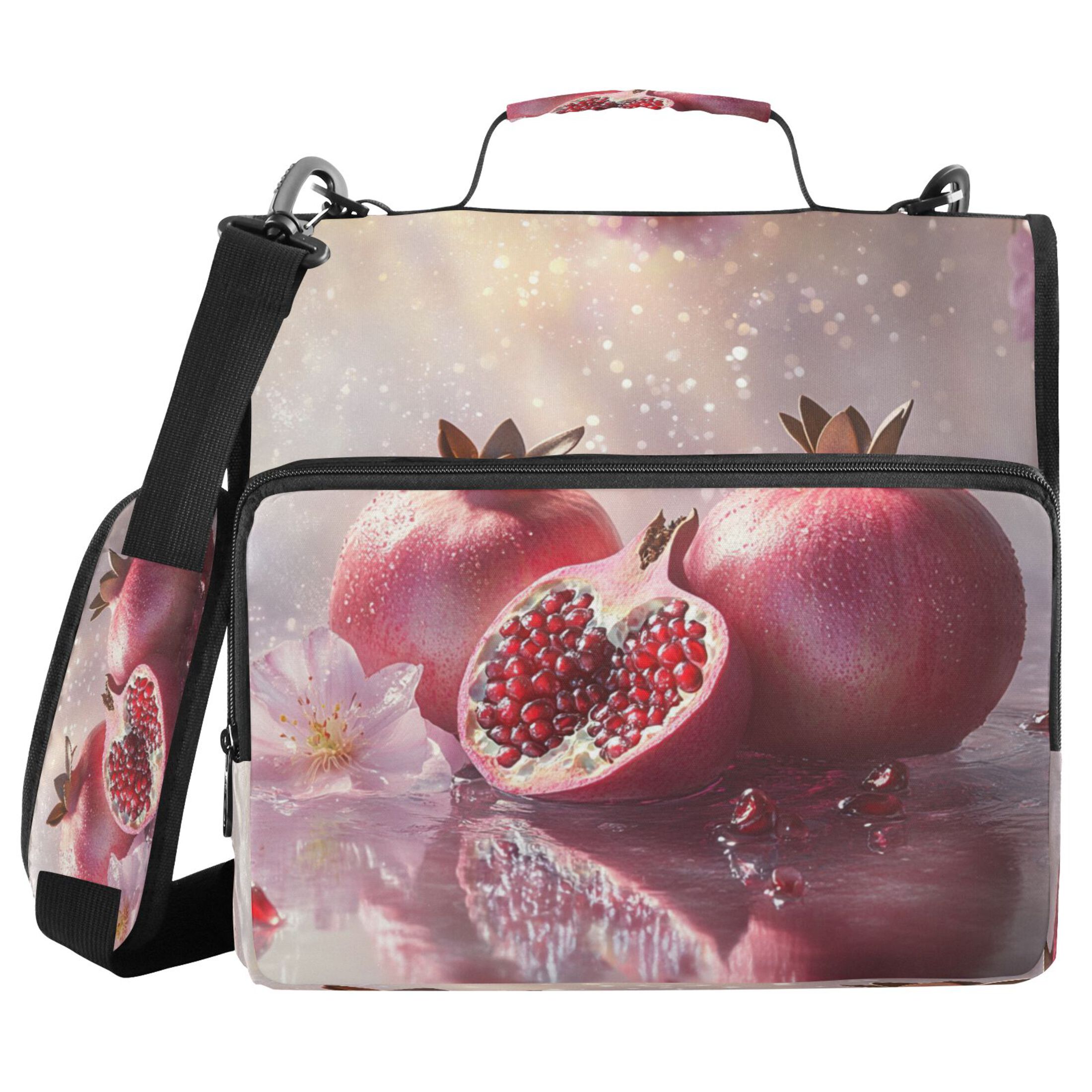 YAZAOO Zipper Binder trapper keeper Documents Organized Design Pomegranate Bliss Printed