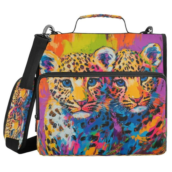 YAZAOO Zipper Binder trapper keeper Documents Organized Design Radiant Leopard Twins Printed