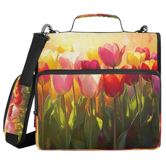YAZAOO Zipper Binder trapper keeper Documents Organized Design Radiant Tulip Glow Printed