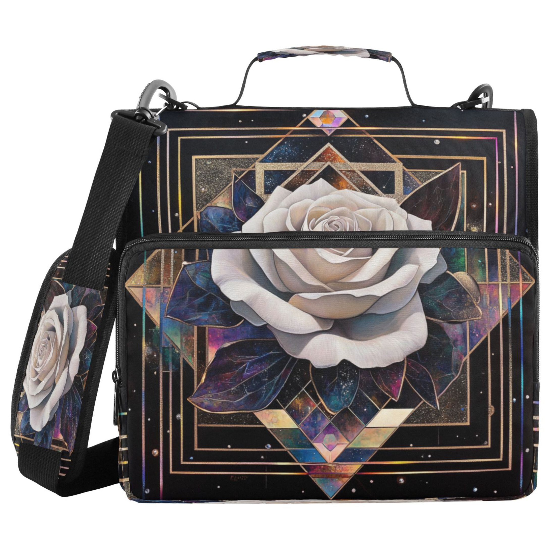 YAZAOO Zipper Binder trapper keeper Documents Organized Design Rose Among Stars Printed