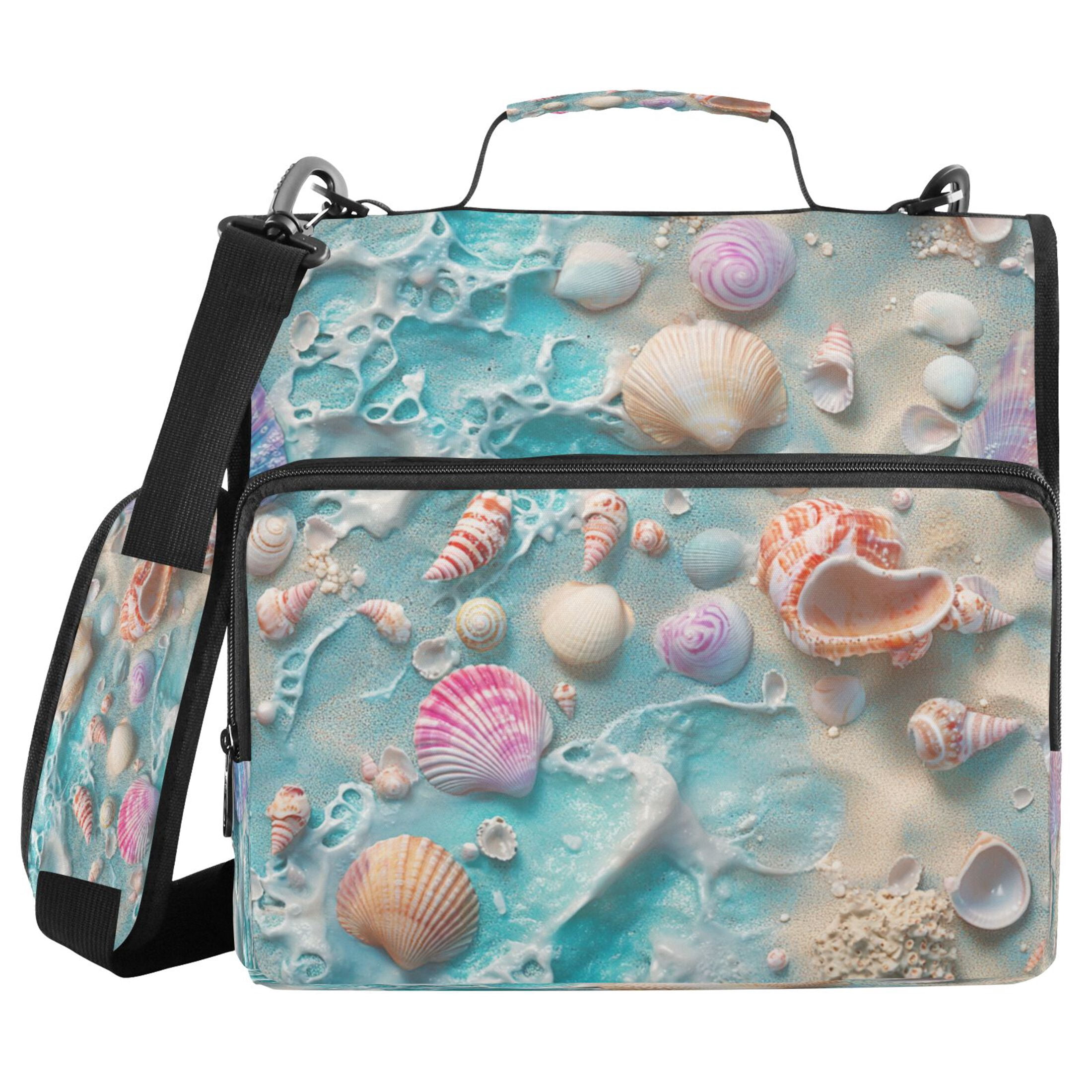 YAZAOO Zipper Binder trapper keeper Documents Organized Design Seashells Beach Printed