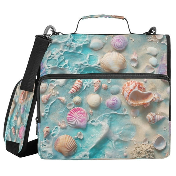 YAZAOO Zipper Binder trapper keeper Documents Organized Design Seashells Beach Printed