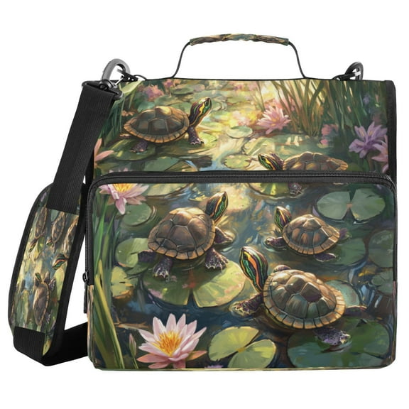 YAZAOO Zipper Binder trapper keeper Documents Organized Design Serene Turtle Oasis Printed