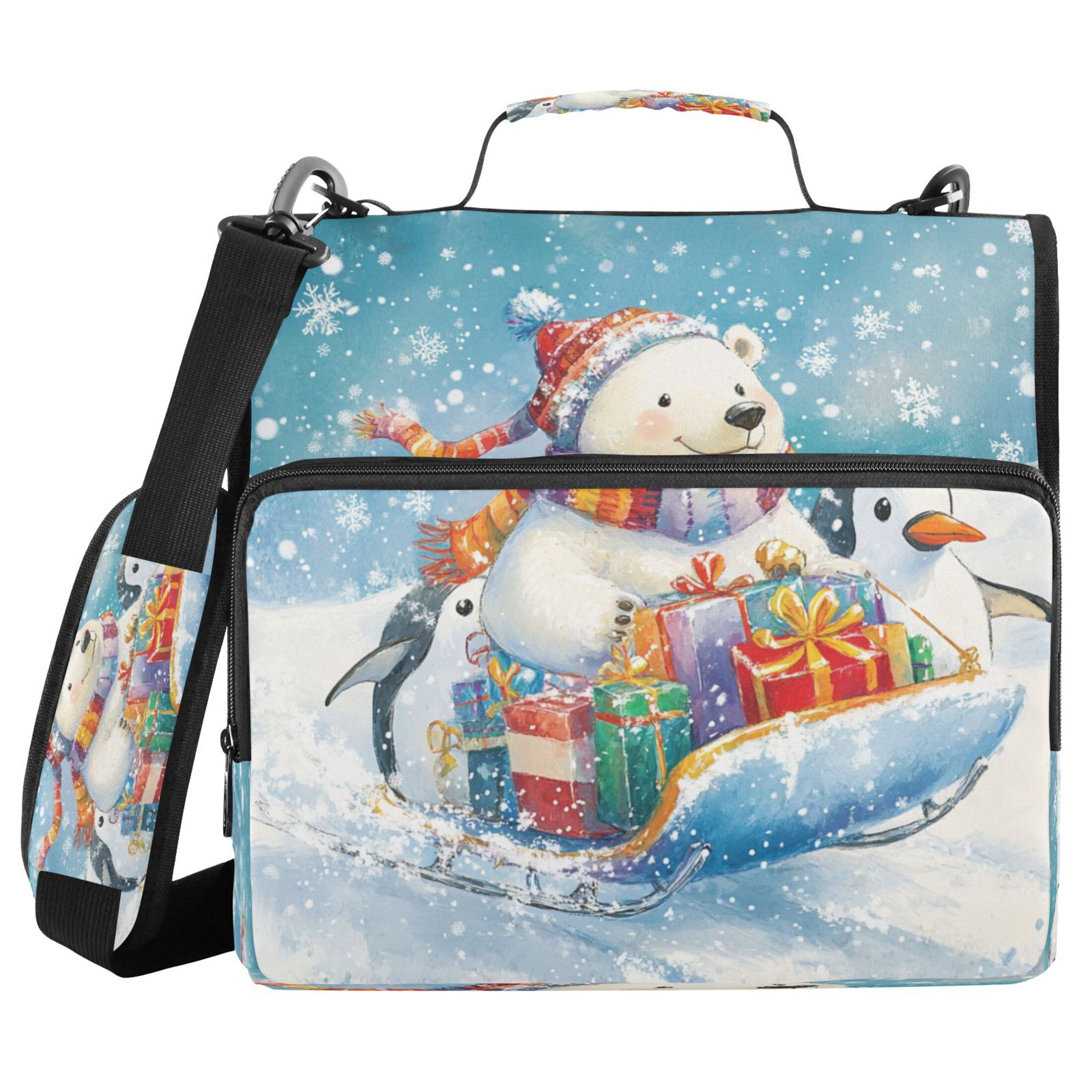 YAZAOO Zipper Binder trapper keeper Documents Organized Design Sledding Adventures Printed