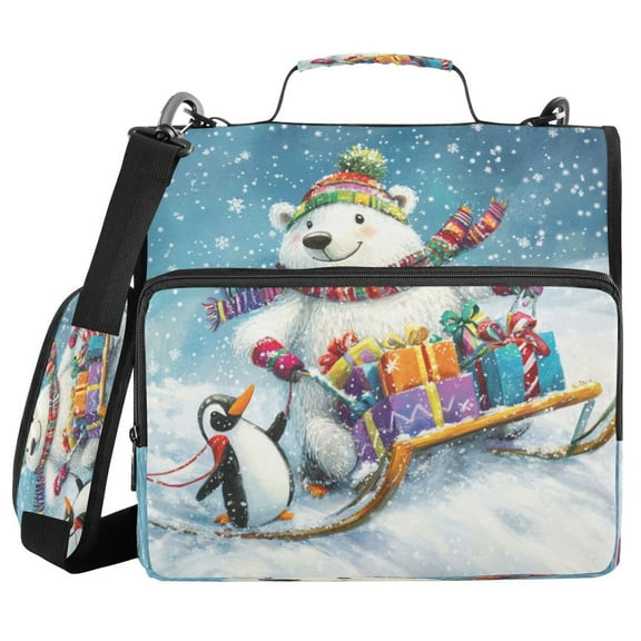 YAZAOO Zipper Binder trapper keeper Documents Organized Design Sledding in Snow Printed