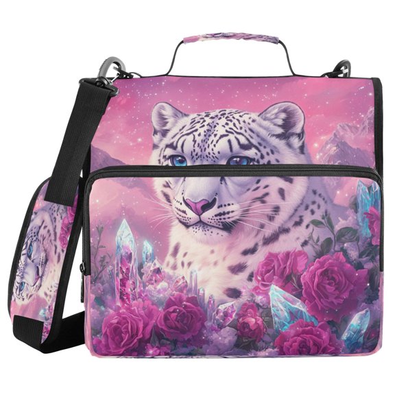 YAZAOO Zipper Binder trapper keeper Documents Organized Design Snow Leopard Fantasy Art Printed