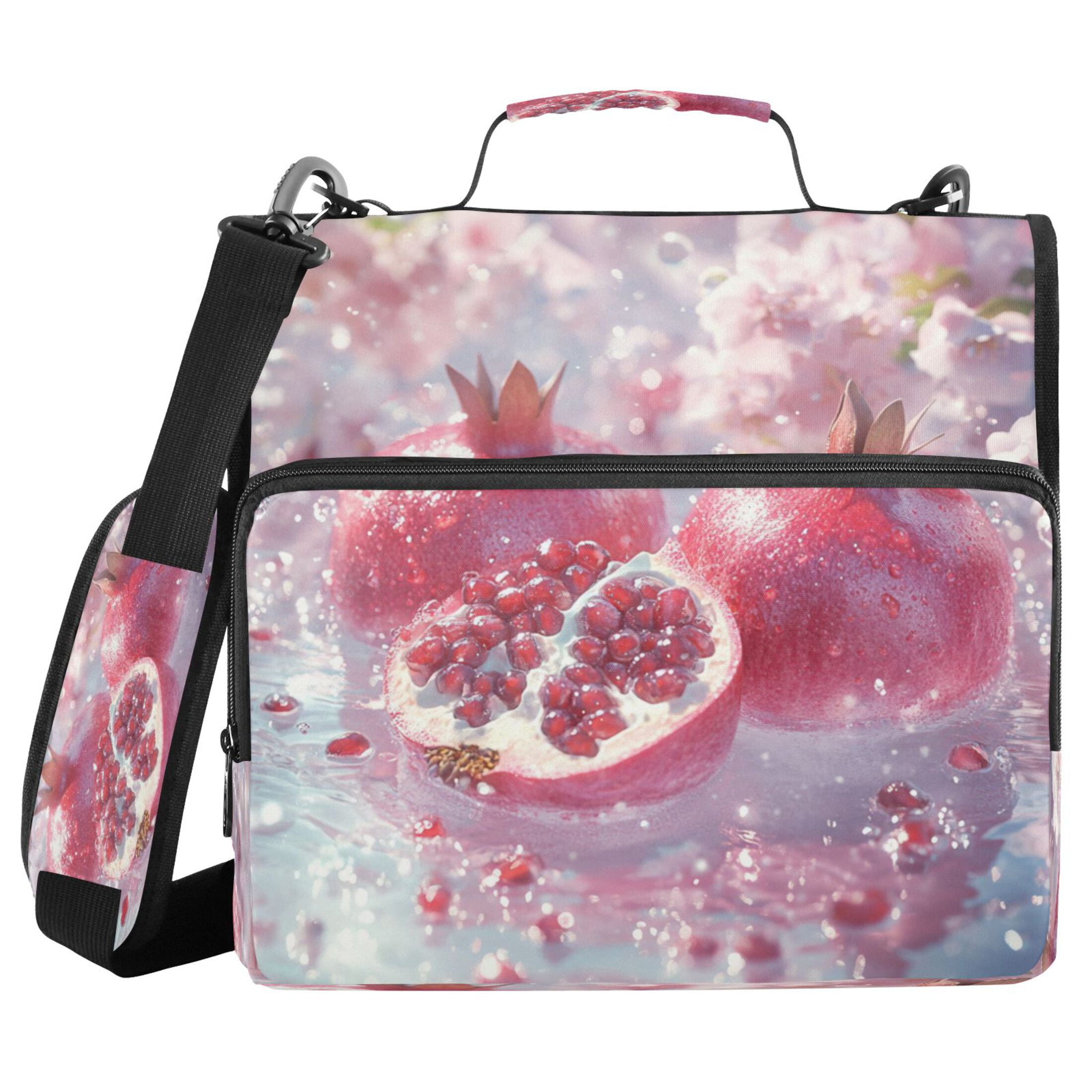 YAZAOO Zipper Binder trapper keeper Documents Organized Design Sparkling Pomegranate Dreams Printed