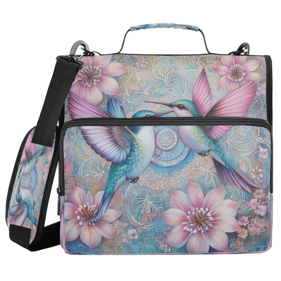 YAZAOO Zipper Binder trapper keeper Documents Organized Design Springtime Hummingbird Kiss Printed
