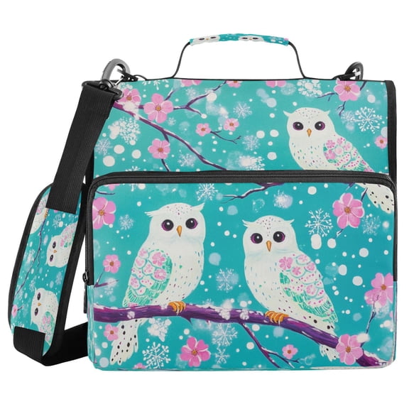 YAZAOO Zipper Binder trapper keeper Documents Organized Design Springtime Owls Printed