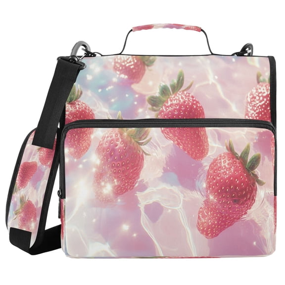 YAZAOO Zipper Binder trapper keeper Documents Organized Design Strawberries Floating Printed