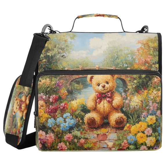 YAZAOO Zipper Binder trapper keeper Documents Organized Design Sunlit Teddy Printed