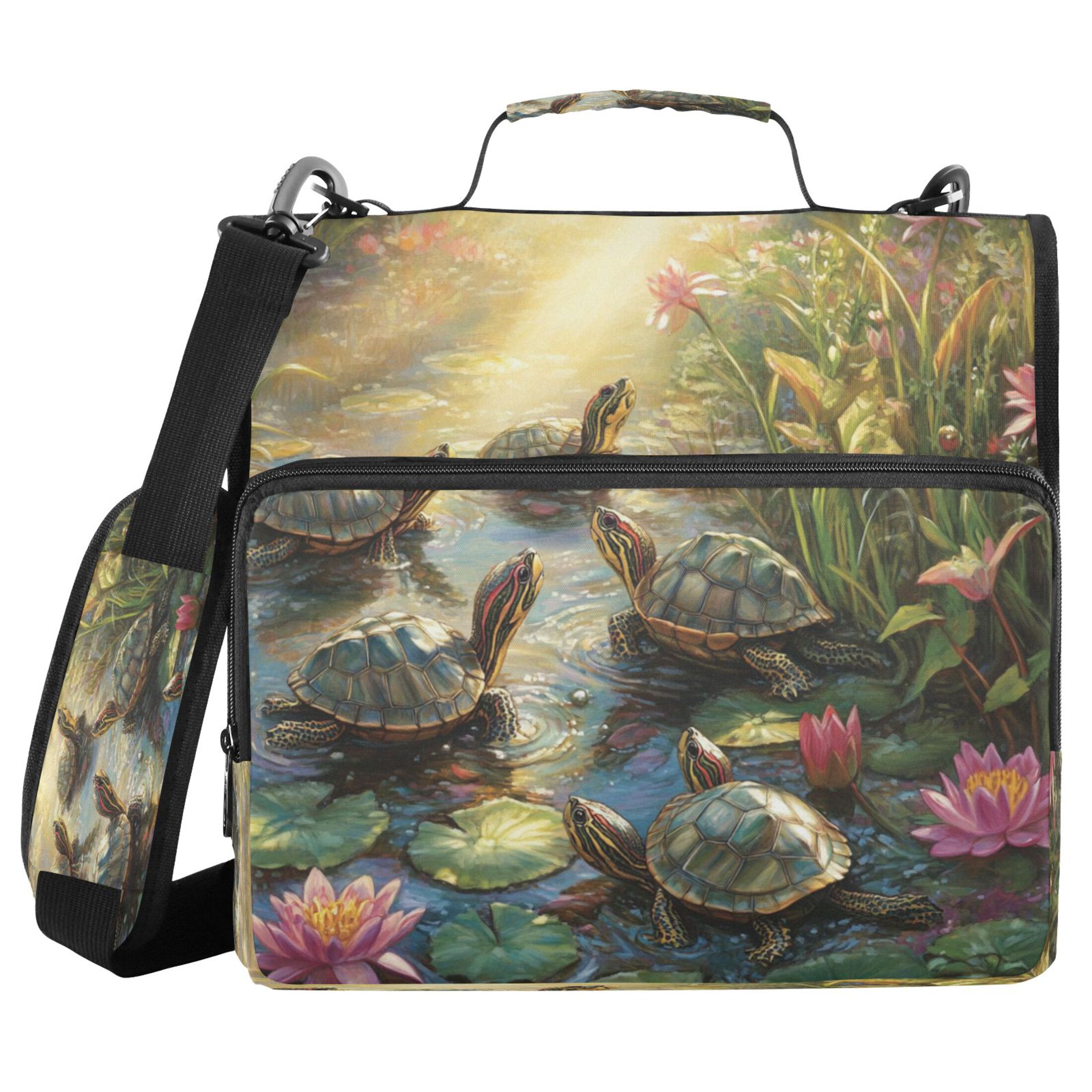 YAZAOO Zipper Binder trapper keeper Documents Organized Design Sunlit Turtle Gathering Printed