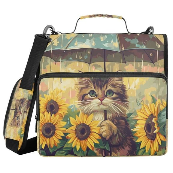 YAZAOO Zipper Binder trapper keeper Documents Organized Design Sunny Umbrella Paws Printed