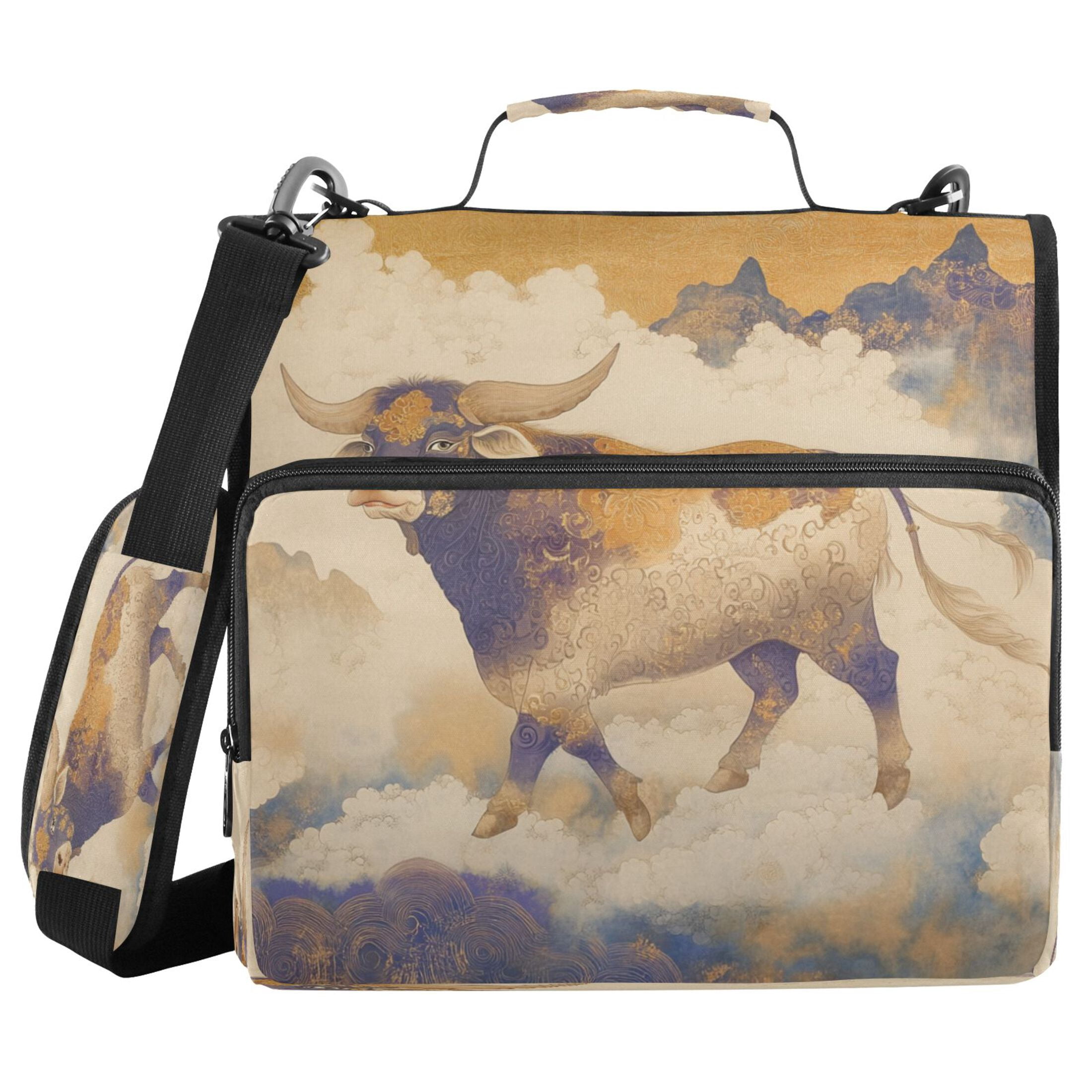 YAZAOO Zipper Binder trapper keeper Documents Organized Design The Ethereal Bull Printed