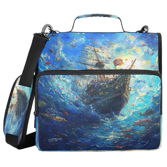 YAZAOO Zipper Binder trapper keeper Documents Organized Design The Sunken Treasure Printed