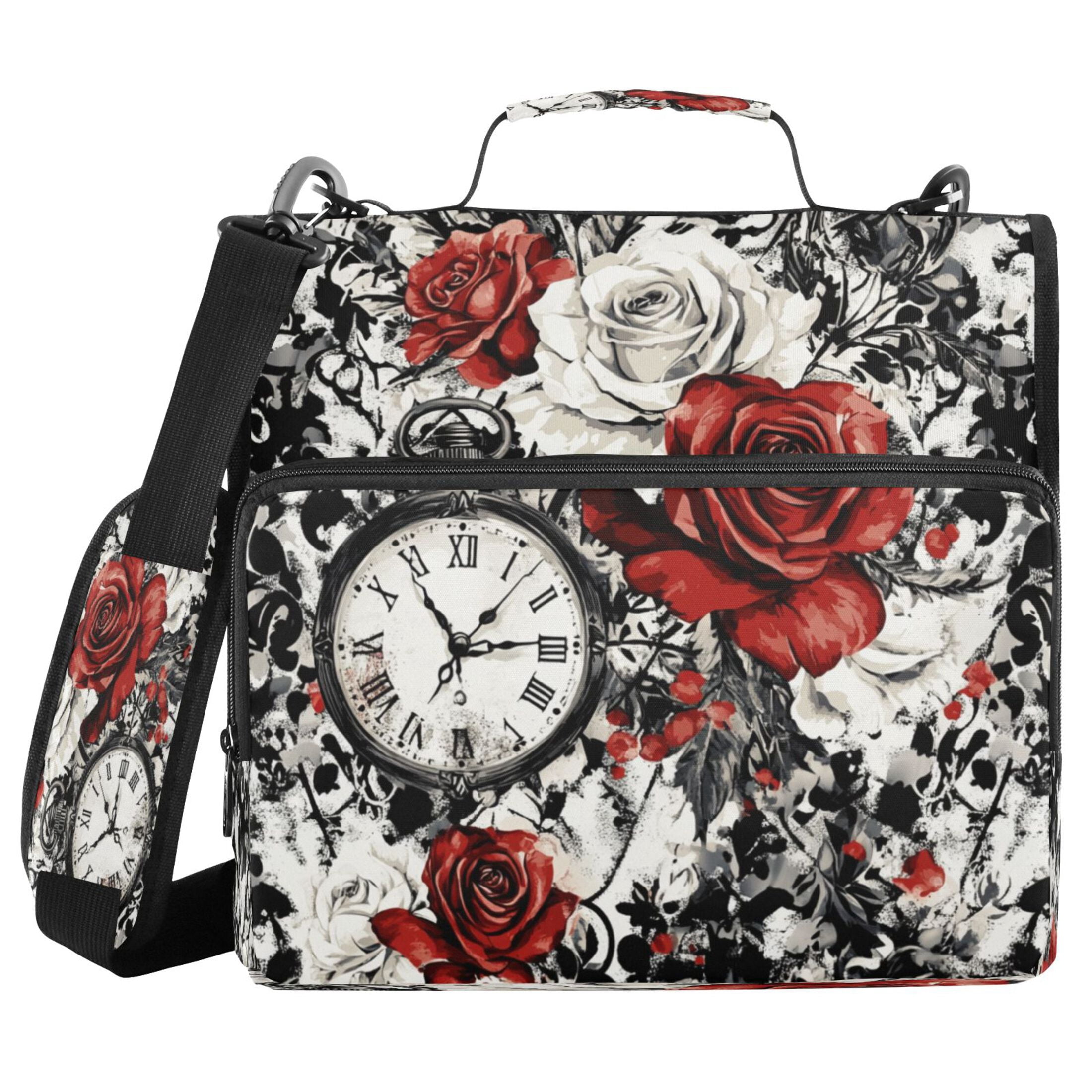 YAZAOO Zipper Binder trapper keeper Documents Organized Design Timeless Roses Printed