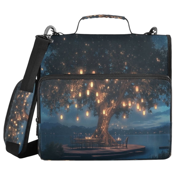 YAZAOO Zipper Binder trapper keeper Documents Organized Design Tree with Lanterns by Lakeside Printed