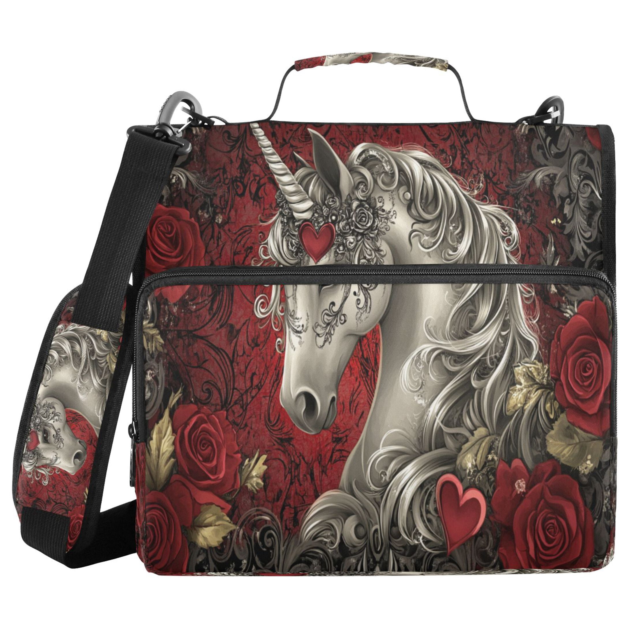 YAZAOO Zipper Binder trapper keeper Documents Organized Design Unicorn Roses Hearts Printed