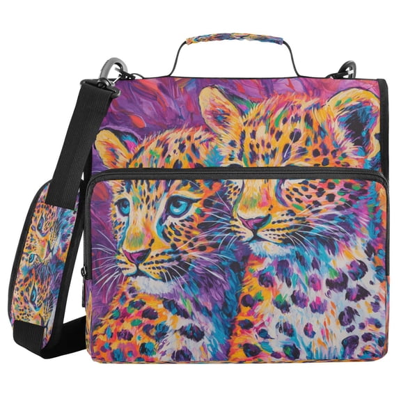 YAZAOO Zipper Binder trapper keeper Documents Organized Design Vibrant Leopard Duo Printed