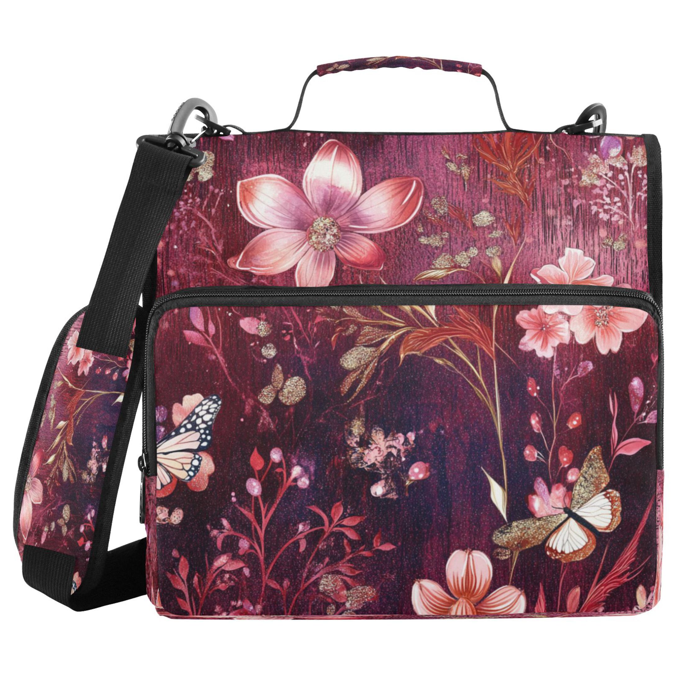 YAZAOO Zipper Binder trapper keeper Documents Organized Design Whimsical Floral Nightscape Printed