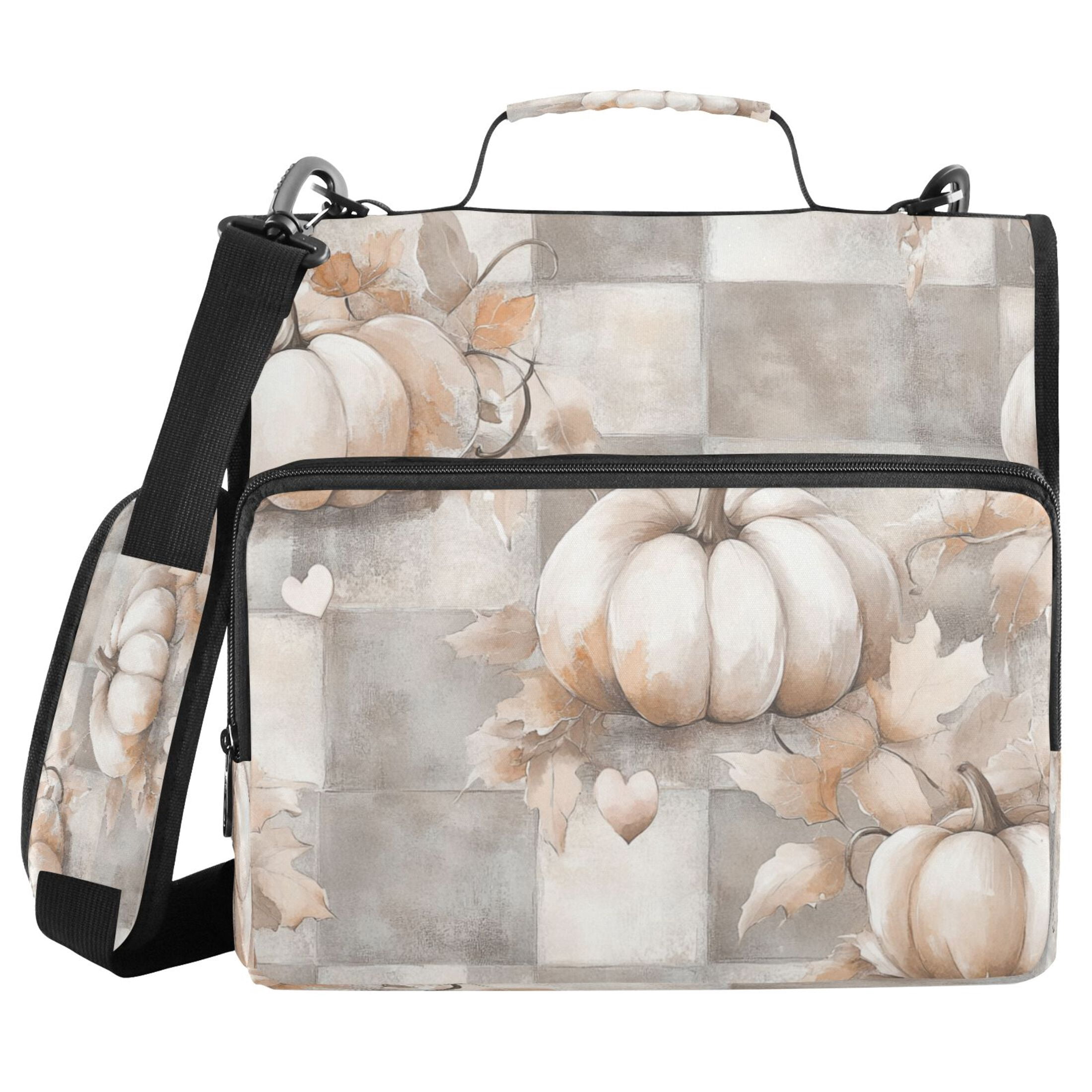 YAZAOO Zipper Binder trapper keeper Documents Organized Design Whimsical Gray Pumpkins Printed