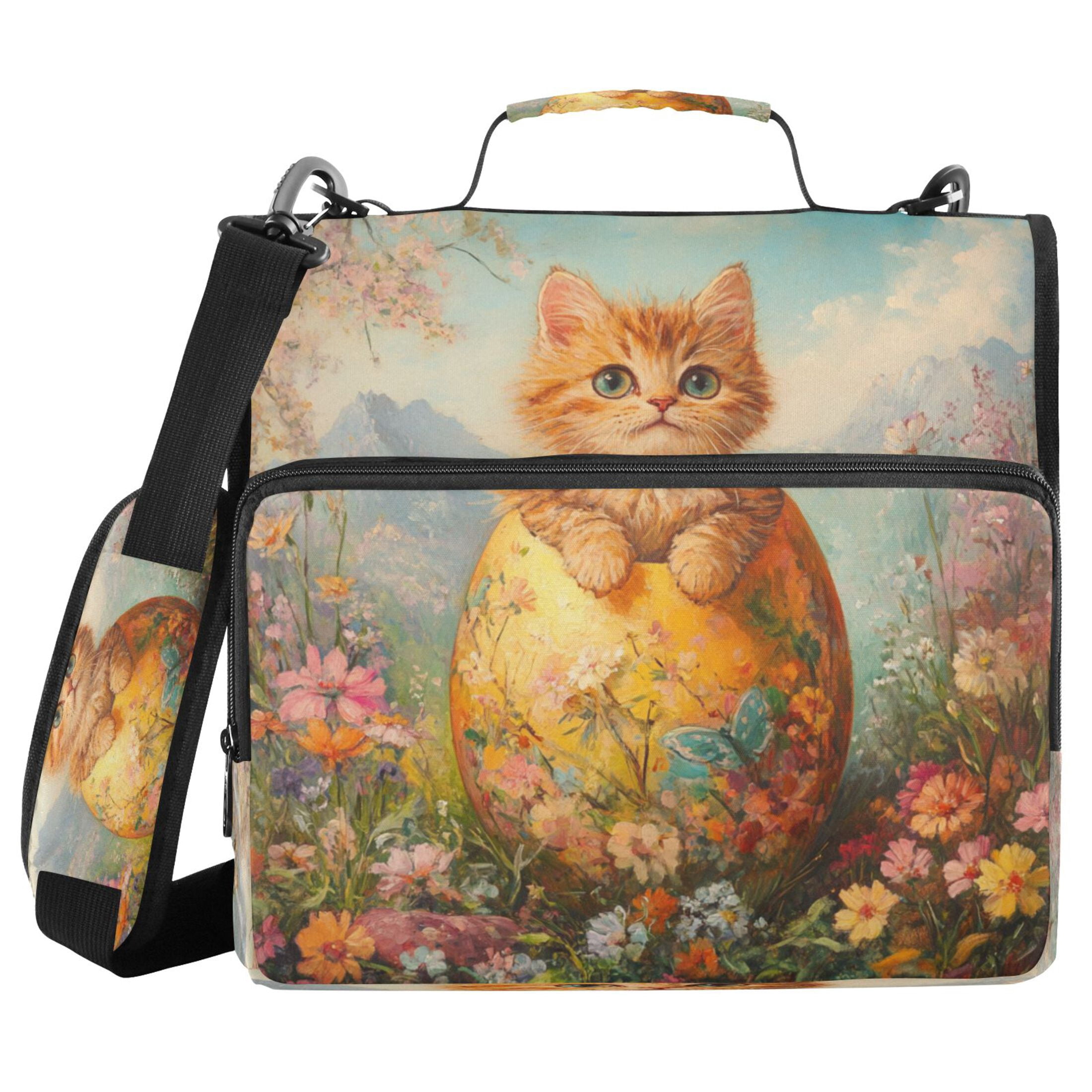 YAZAOO Zipper Binder trapper keeper Documents Organized Design Whiskered Wonder in Bloom Printed